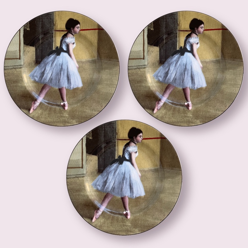 3-Set Degas Salad/Dessert Plates American Atelier Ballerinas Impressionist 5150